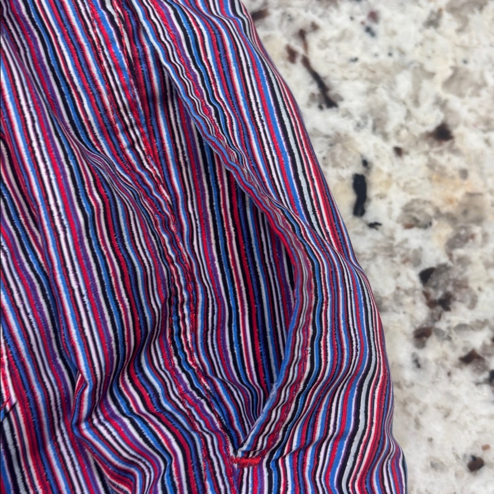 Bugatchi Multistripe Swim Shorts in Pink, Blue & White - Picture 3 of 3